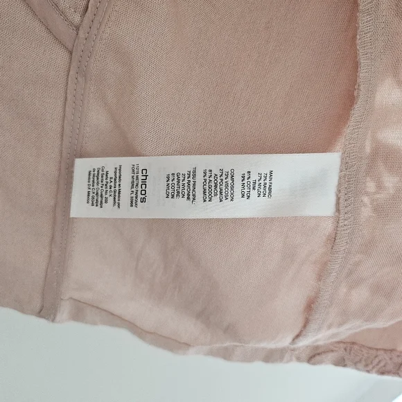 Blush Pink Open-Front Lace Detail Cardigan Blazer Womens Size L (Chicos Size 2) - Picture 6 of 9